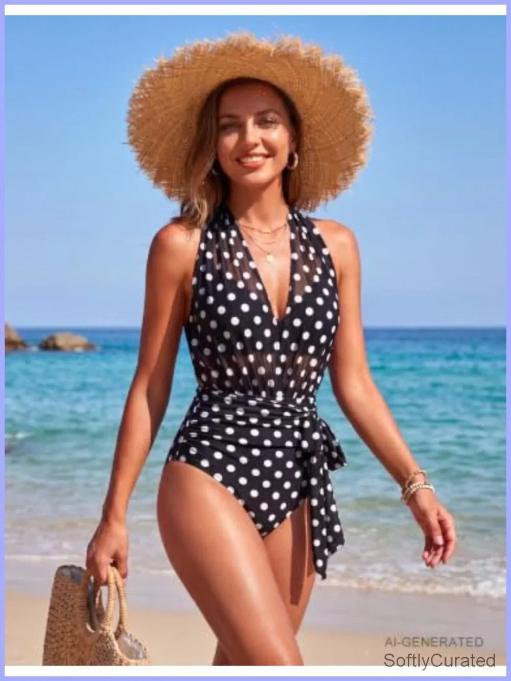 High Waisted Tummy Control Bikini Set with Mesh Cover Up Crisscross Back